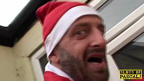 British tattooed plumper spreads fat pussy riding dildo squirting hard for santa claus fetish