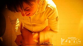 Beautiful Girl's Hairy Pussy Exposed Peeing Standing in Hidden Toilet Cam