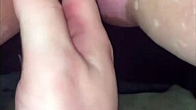 shaved beauty ties up fingers pussy to explosive squirting orgasms and tit play.