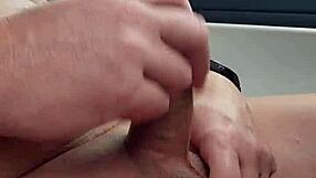 driver gets nude in car jerking off his hard cock