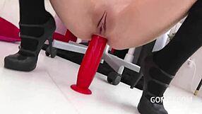 Hot Slut Takes Double Anal While Third Cock Fucks Pussy