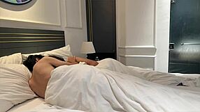 waking up to fuck my hot girlfriend's shaved pussy and cum on her tits every morning