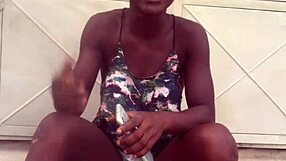 Crazy bitch twerks hard to Nigerian afro music