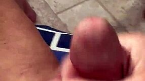 Naked man 15 pounds his cock furiously in wild masturbation frenzy