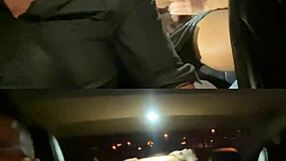 hubby drives while i bounce on lover's cock in back seat cuckold style