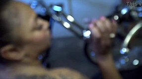 Ebony Vixens Straddle Stud on His Pulsing Motorcycle