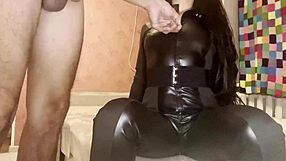 a dominant latex babe's big ass gets fucked doggystyle and creampied hard