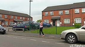 chubby british babe teases with public flashes
