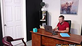 Pervy step daddy rams step son's ass right in the office