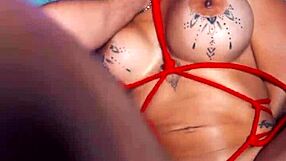 Silvana Lee's oiled pussy bound tight for bondage pounding