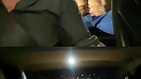 hubby drives while i bounce on lover's cock in back seat cuckold style