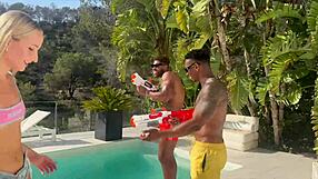BTS BBC Gangbang Chloe Chevalier Petite Blonde Takes Monster Cocks Poolside