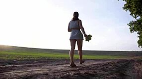 innocent skirt walk turns into sneaky outdoor ass flash under miniskirt thong tease