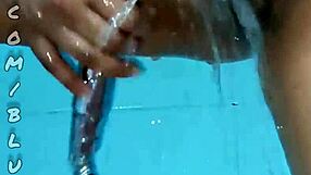 Colombian cleaning lady flashes her natural tits and pussy