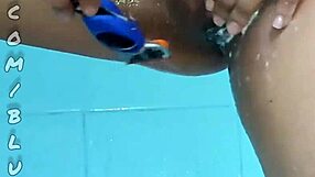 Colombian cleaning lady flashes her natural tits and pussy