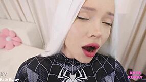 kate kuray's juicy teen ass bent over in spider-girl cosplay