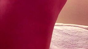 Chubby amateur milf rams huge dildo in fat pussy till panty pee squirt fail