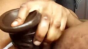 girl spreads ass wide for quick dildo toy insertion