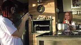 the sensual kitchen photo shoot turned into hot sex with her assistant