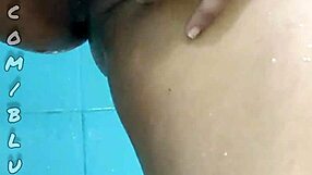 Colombian cleaning lady flashes her natural tits and pussy