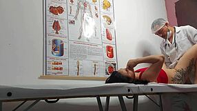 Naughty gynecologist fingers patient's tight asshole before bareback pounding him raw