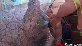 blonde big ass brazilian babes soap up in steamy car wash