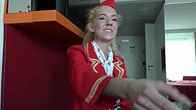 Skinny air hostess monique woods bareback rides big black cock pov