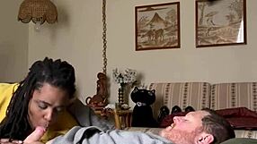 Homemade ebony amateur craves sucking big black cock in bedroom interracial action