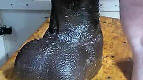 Huge Oiled Dildos Stretch Mature Ass and Pussy Wide Open