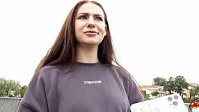 german scout picks up skinny emma evans with small tits long labia for hard casting fuck