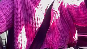 Italian Big Tits MILF Flashes Juicy Boobs Driving