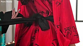 Kimono Cuties Lia Lin April Maxima Ditch Dildo for Masseuse Cock!