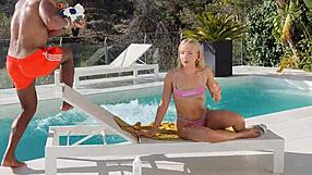 BTS BBC Gangbang Chloe Chevalier Petite Blonde Takes Monster Cocks Poolside