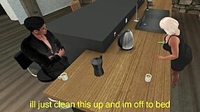 Late Night Wife Cheating Temptation in Kitchen