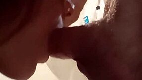 amateur girl slurps cock deep in skilled blowjob