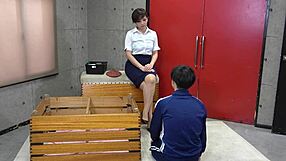 JAPANESE TEACHER SPANKS PUNISHED STUDENT GYM HARD!