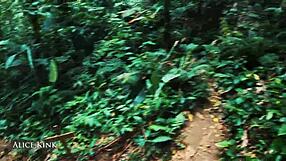 alice kink strips see-through micro bikini naked at crowded public beach