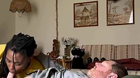 Homemade ebony amateur craves sucking big black cock in bedroom interracial action