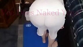 Vee's Big Saggy Tits Bounce In Naked Mature Yoga