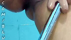 Colombian cleaning lady flashes her natural tits and pussy