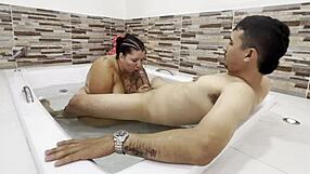 infieles sneak bathroom sex big ass latina milf rides huge cock doggystyle moaning loud