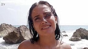 fucking my stepsister's wet pussy on the beach felt so risky and hot outdoors