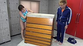 JAPANESE TEACHER SPANKS PUNISHED STUDENT GYM HARD!