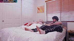 Sharing a holiday bed leads to stepmom's big tits creampie and squirting pov