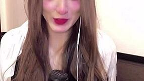 mysterious busty crossdresser strokes off live on cam