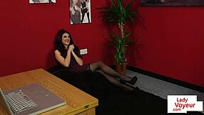 stockinged british voyeur demands hard jerk off obedience