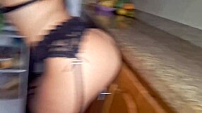 the maid got all warmed up cleaning the kitchen and ended up relaxing herself