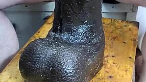 Huge Oiled Dildos Stretch Mature Ass and Pussy Wide Open