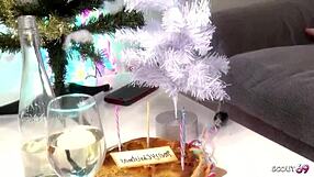 old stepdad sneaks petite japanese teen into christmas creampie ride