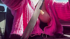 Italian Big Tits MILF Flashes Juicy Boobs Driving